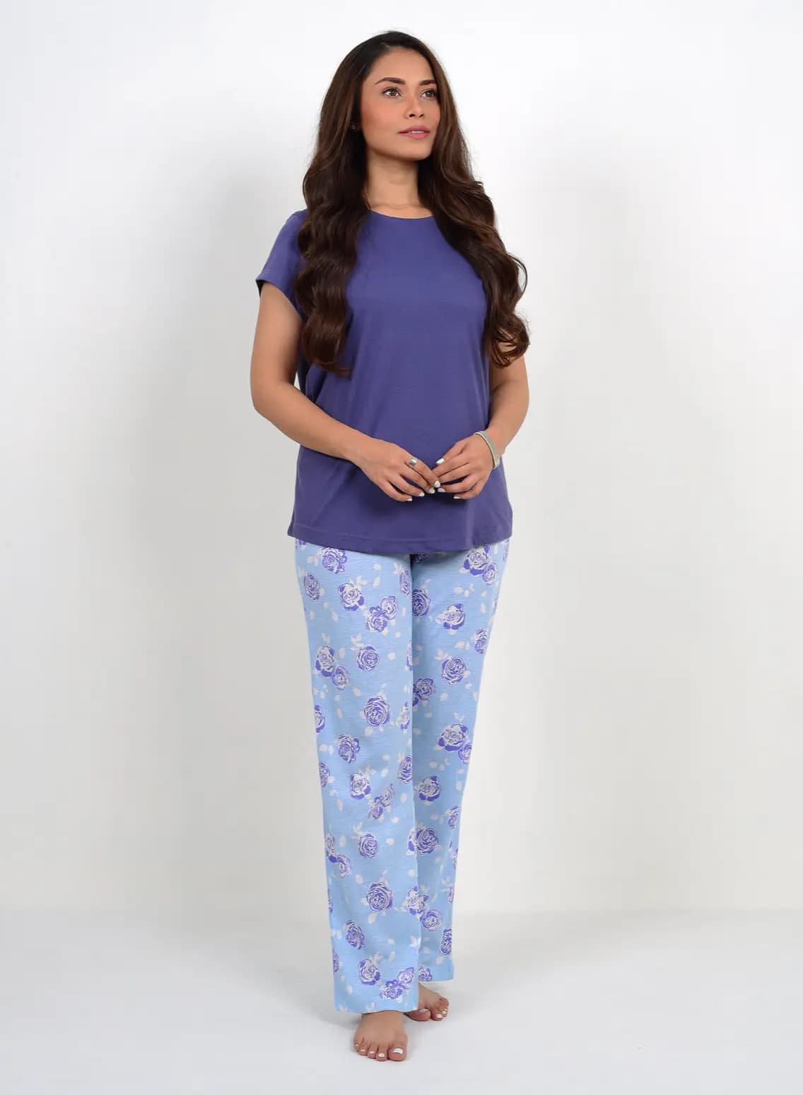 Navy Flower Print PJ Set