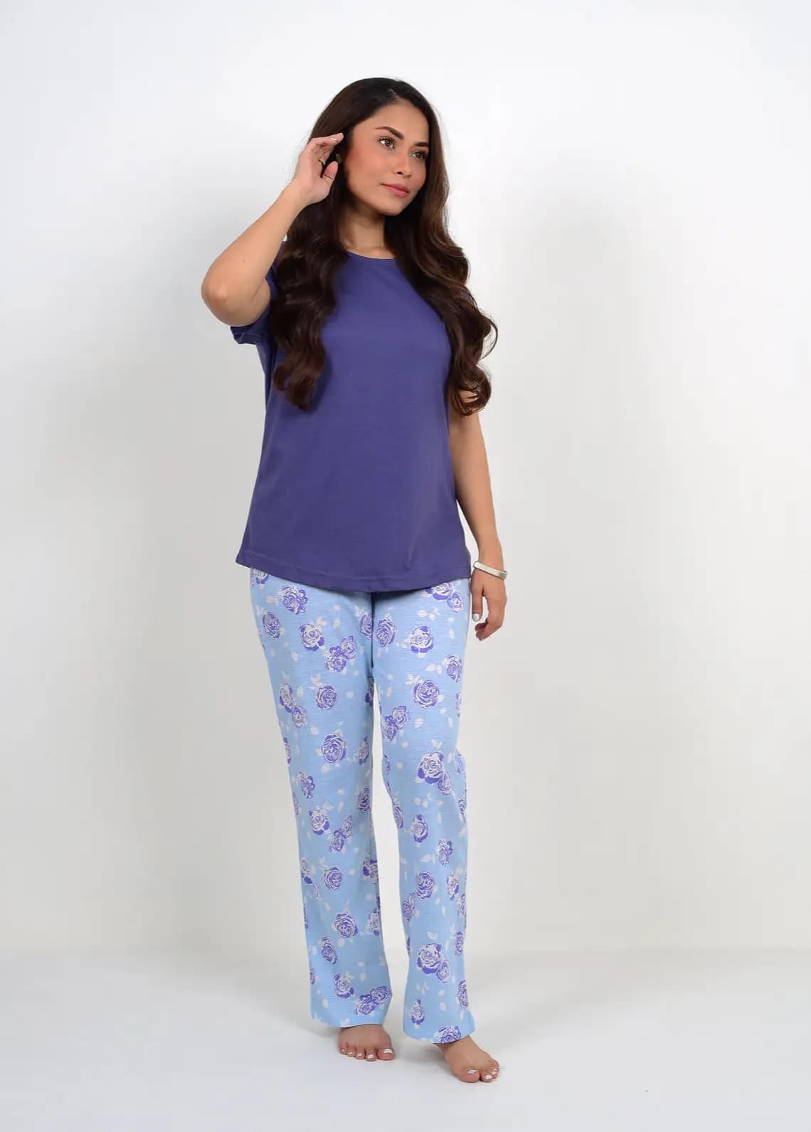 Navy Flower Print PJ Set