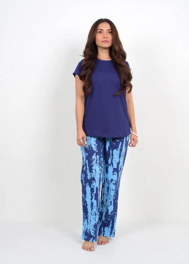 Navy Tie Dye Print PJ Set