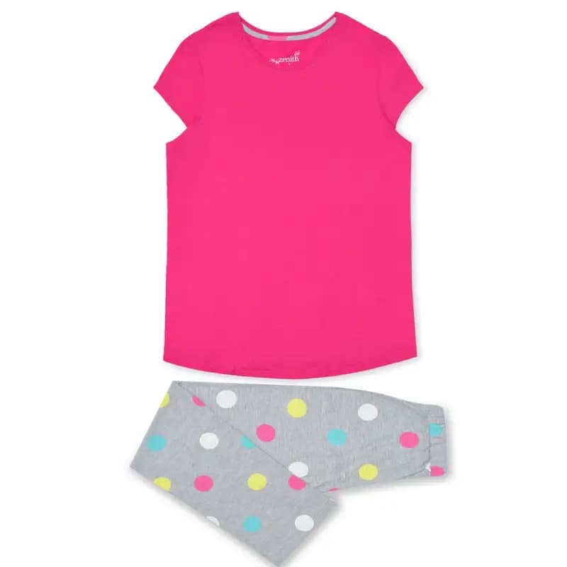 Hot Pink Polka Dot Print PJ Set