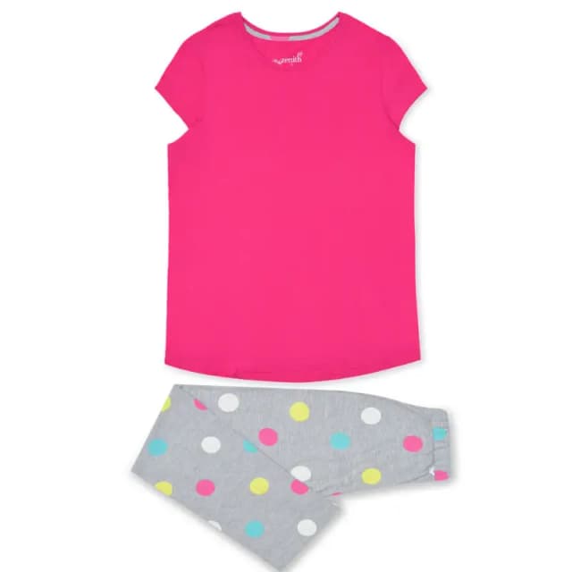 Hot Pink Polka Dot Print PJ Set