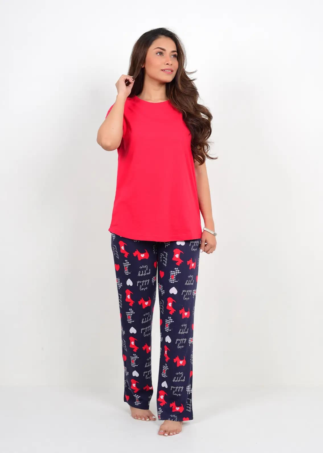Red Puppy Print PJ Set
