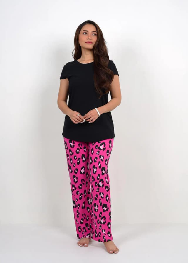 Black Animal Print PJ Set